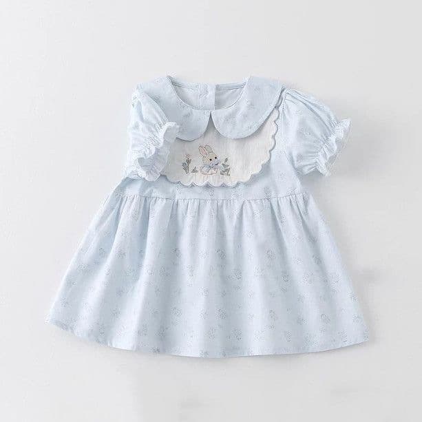Girls Dress Summer 2026 New Style Baby Girl Short Sleeve Little Rabbit Infant Princess Dress Summer Cute Dress