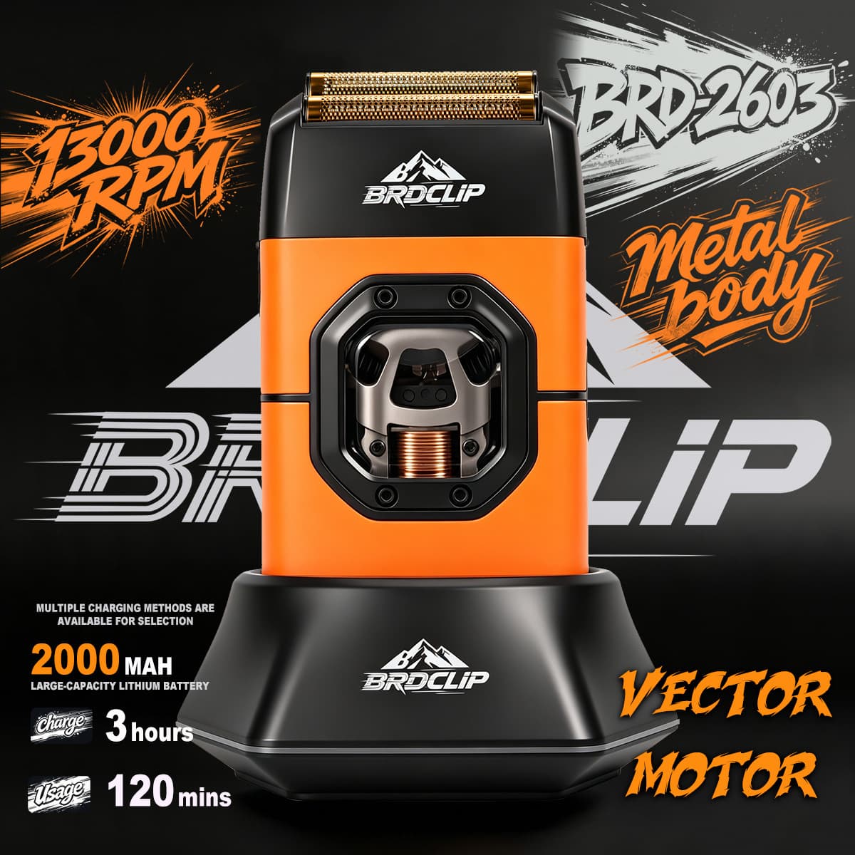 Cross-border BRD-2603 vector motor 10,000 forward gallery special whitener bald shaver beard trimmer