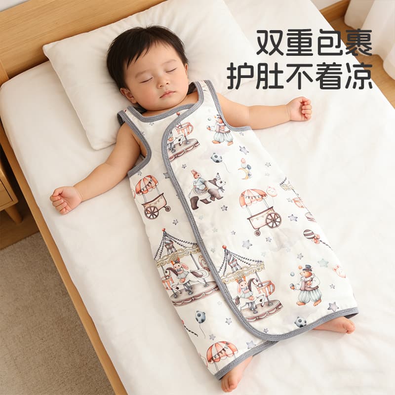 Baby Vest Sleep Sack Summer Thin Cotton Sleeveless Gauze Kids Air Conditioning Room Anti-Kick Blanket All-Season Universal