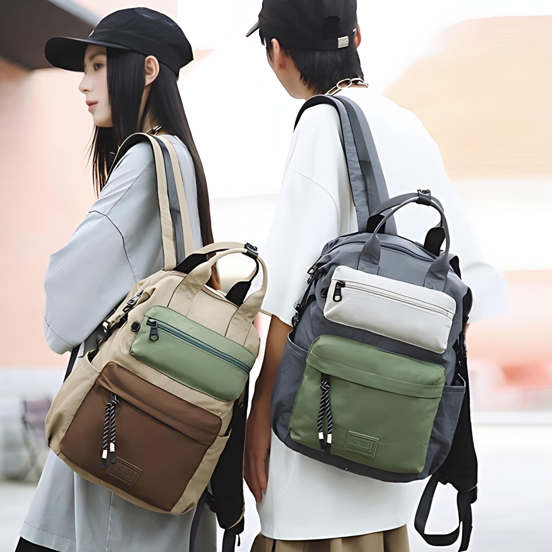 Casual Backpack Korean Style Ins Lightweight Double Shoulder Bag for College Students Men and Women Simple Versatile Nylon School Bag