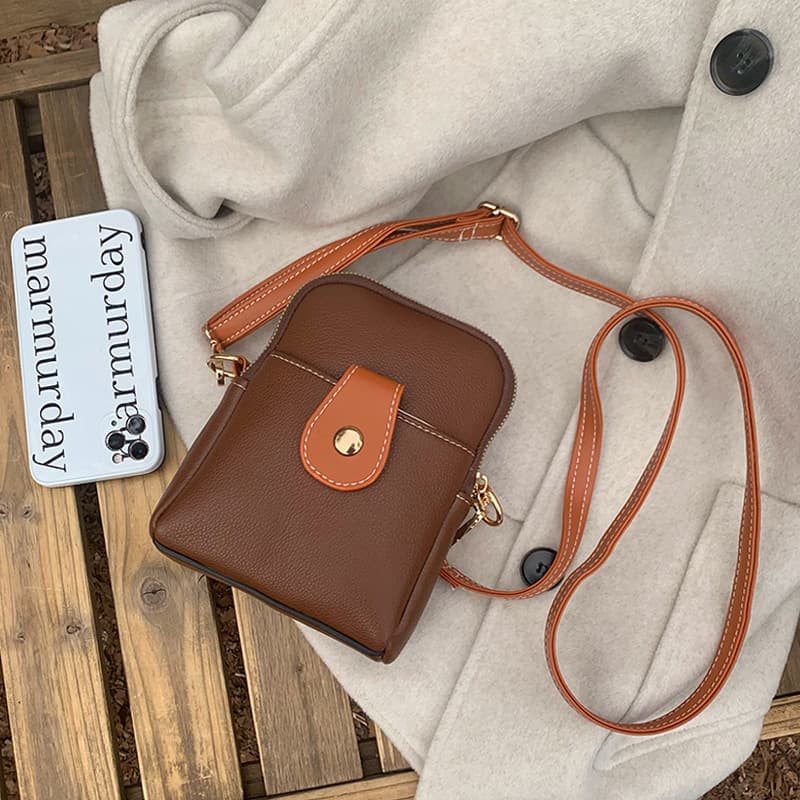 Retro 2026 New Style Women's Bag Simple Contrast Color Small Square Bag Versatile Lady Phone Bag Mini Shoulder Crossbody Bag