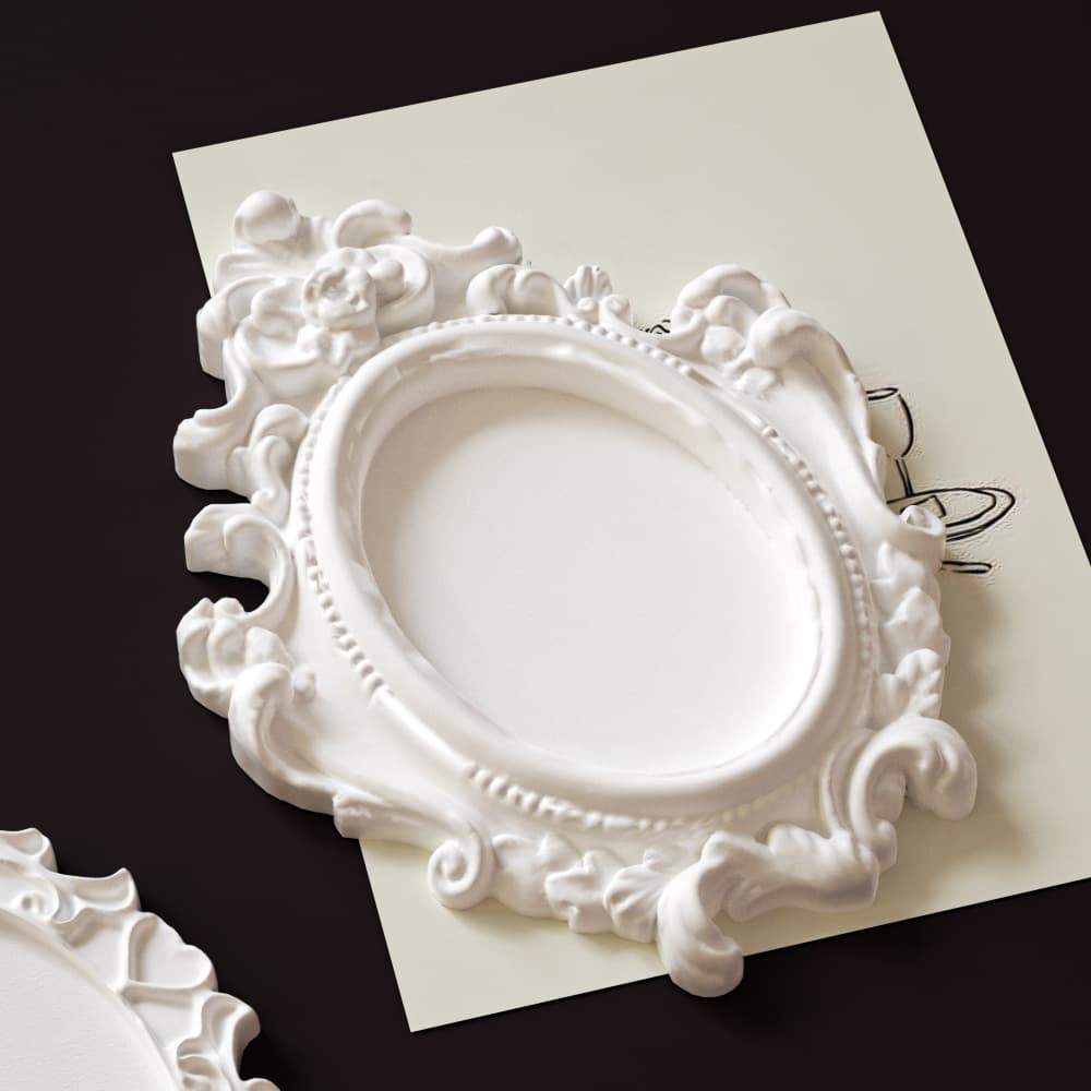 Scented Plaster Dress Tray Mold with European Relief Pattern, Oval Vintage Decorative Storage Tray Silicone Mold