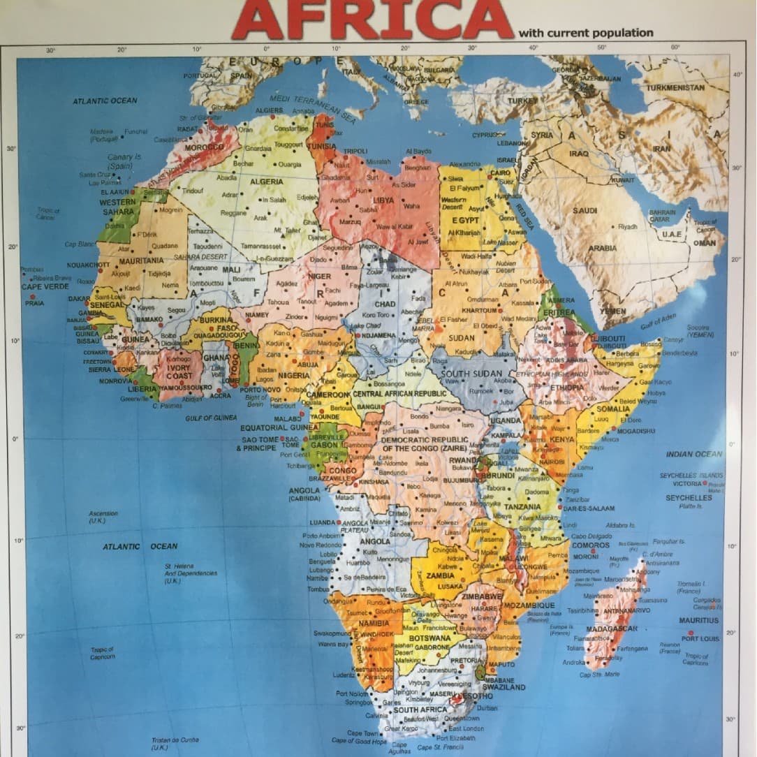 Manufacturer Direct Wholesale Double-Sided Laminated Waterproof Africa Map on Coated Paper