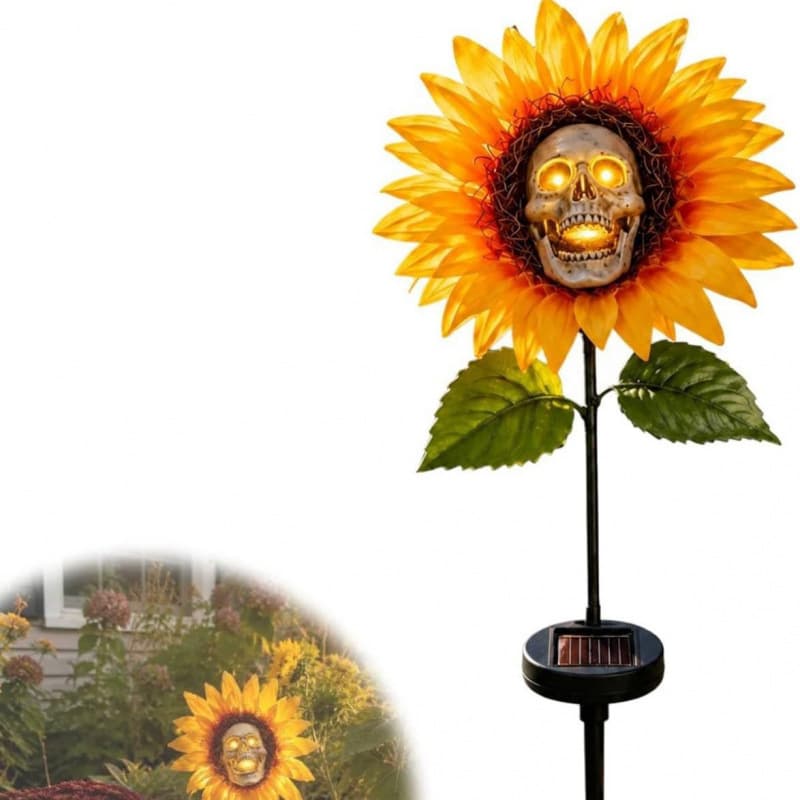 Cute hot-selling personalized fashion Solar Sunflower Skull Light Sunflower Skull Land Plug-in Lamp