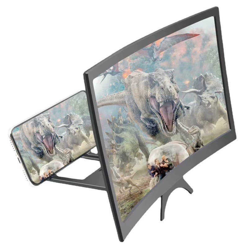 12-inch Curved Screen Phone Magnifier Desktop Stand for Watching Dramas and Live Streams, 5D Blue Light HD Video Phone Magnifier