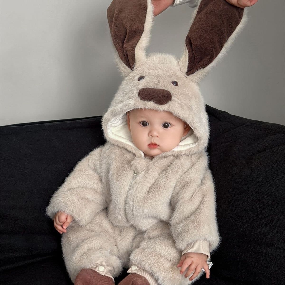 Newborn Baby Romper Fall Winter Super Cute Toddler Hooded Jumpsuit Boys Girls Thickened Warm Outdoor Onesie