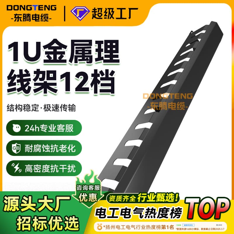 Custom 1U Metal Cable Management Panel, 12-Slot Network Patch Panel, Shielded Punch-Down Cable Organizer