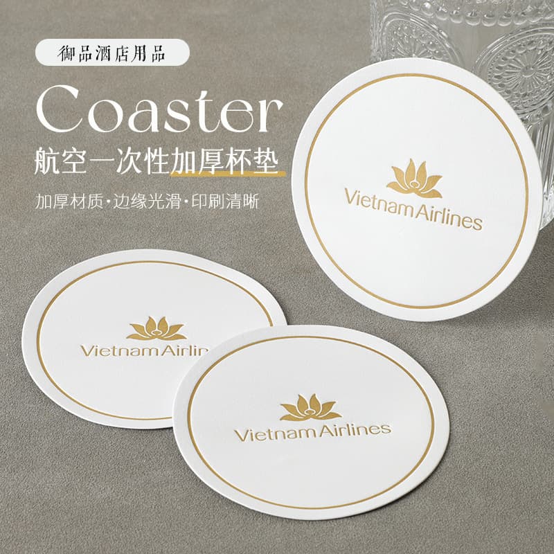 Wholesale paper coasters for bars, KTVs, hotels, and cafes, disposable absorbent paper cup coasters with logo printing.
