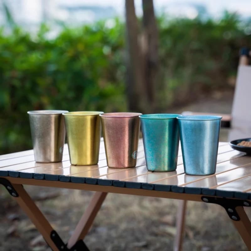 Pure Titanium Outdoor Beer Cup Portable Camping Cup Camping Beverage Cup Single-Layer Crystal Coffee Cup Rinsing Titanium Cup