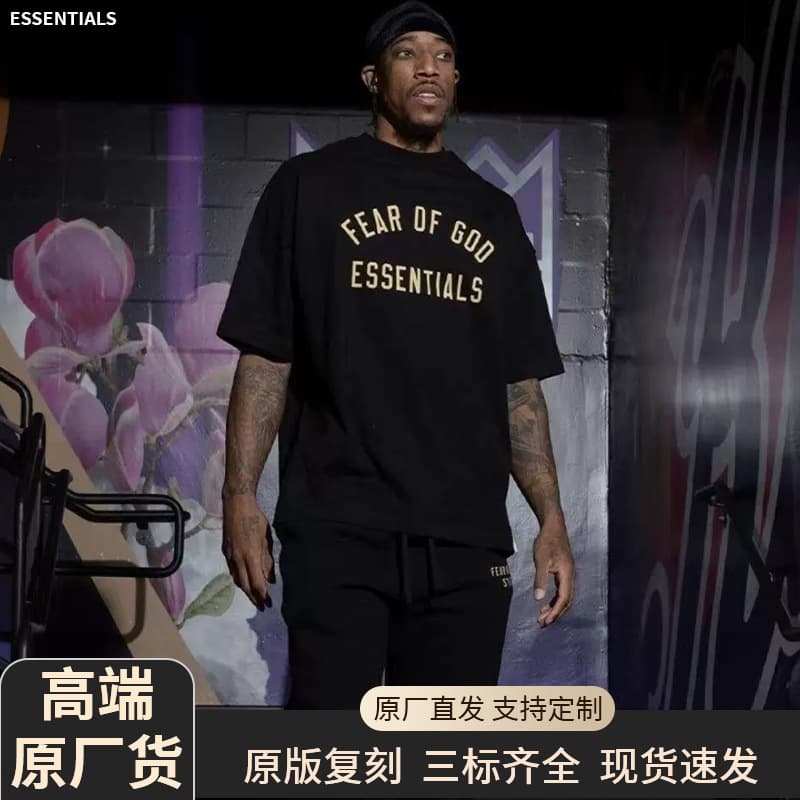 2024FW Short Sleeve T-Shirt Summer Pull Print ESSENTIALS Cross-border FOG Heavyweight Casual T Shirt