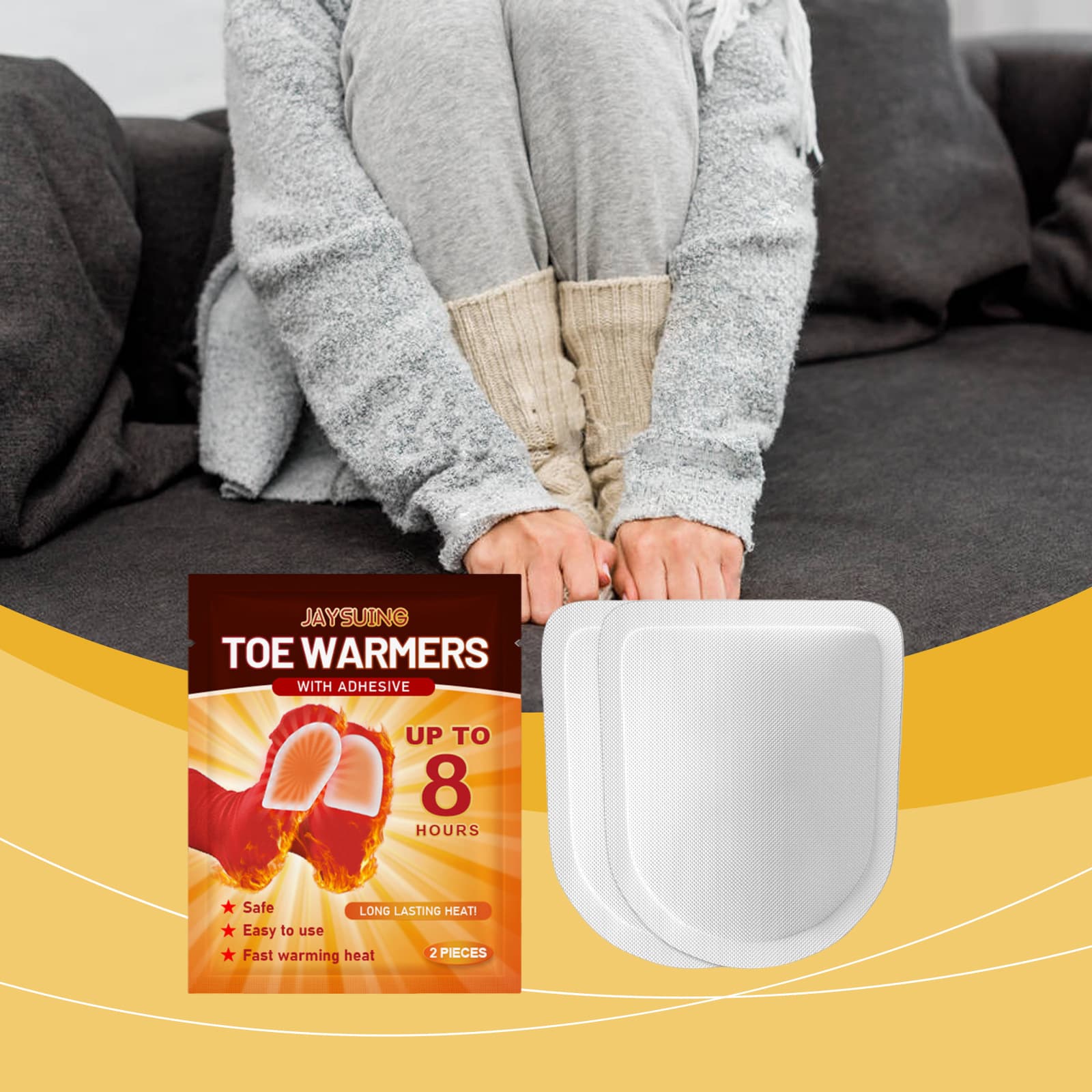 Jaysuing Self-Heating Foot Warmers, Compact Portable Foot Pads, Quick Heating for Feet