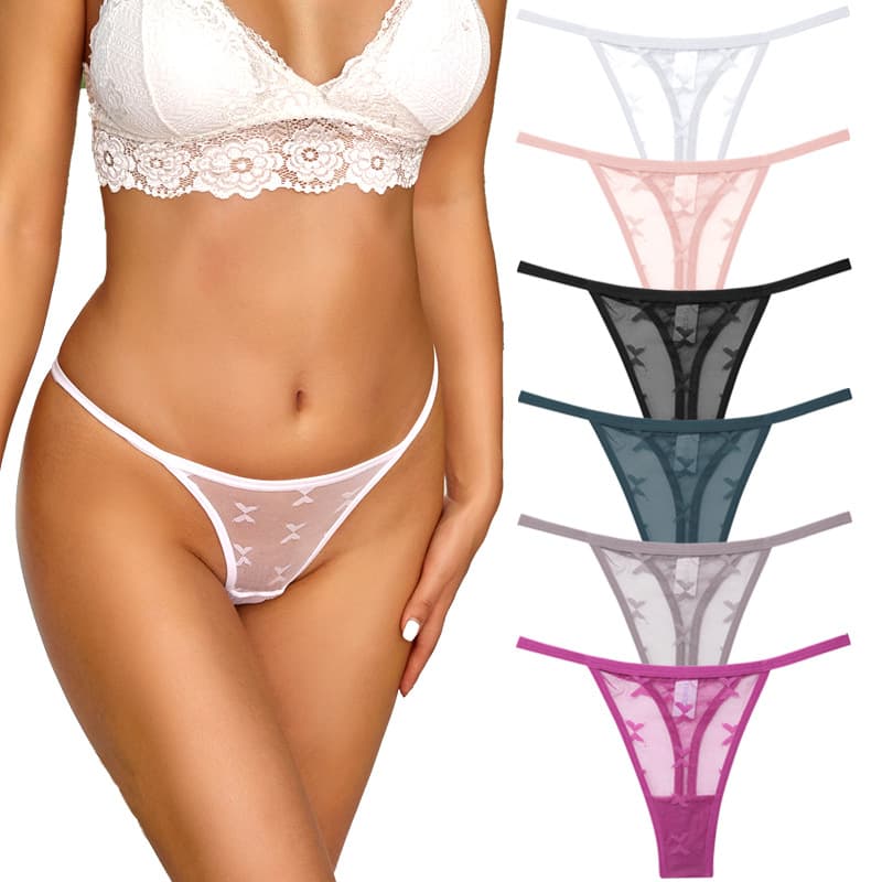 Sexy Women's Lace Seamless Thong Panties Hollow Out Butterfly Design In Grey Pure Desire Ladies Lace G-string