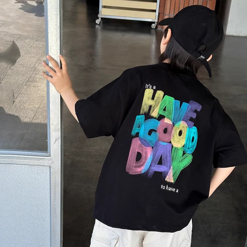 Boys Summer Short Sleeve T-Shirt 2026 New Style Loose Fit Cotton Top for Big Kids