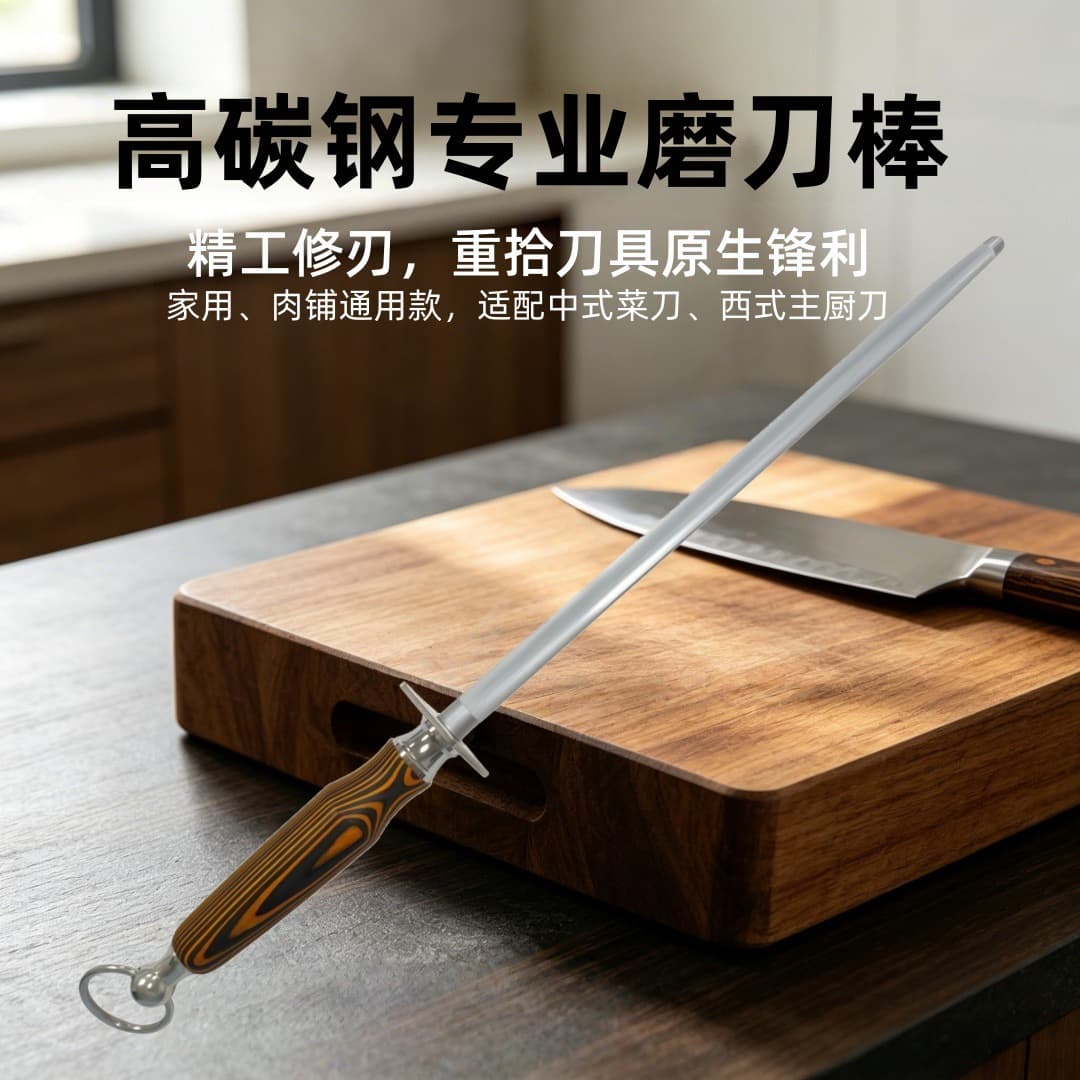 Extra-fine 70# High Carbon Steel Sharpening Rod, Butcher Special Quick Edge Repair Sharpening Stick, High Wear-resistant Sharpener