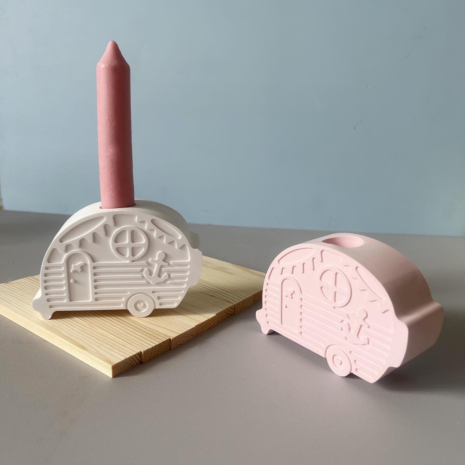 Anchor Bus Silicone Mold Camping Bus Candle Holder Plaster Mold Long Strip Scented Candle Resin Mold