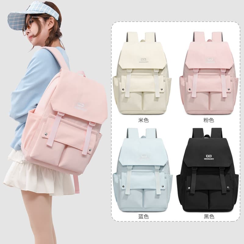 New Style Backpack High School Student Nylon Schoolbag Women Japanese Flip Cover Large Capacity Laptop Backpack Men College Style Backpack