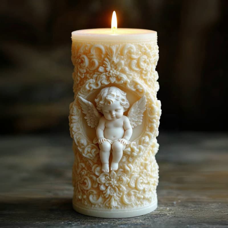 European Retro Sleeping Angel 3D Silicone Mold Baroque Pattern Candle Aroma Stone Decoration Mold P16
