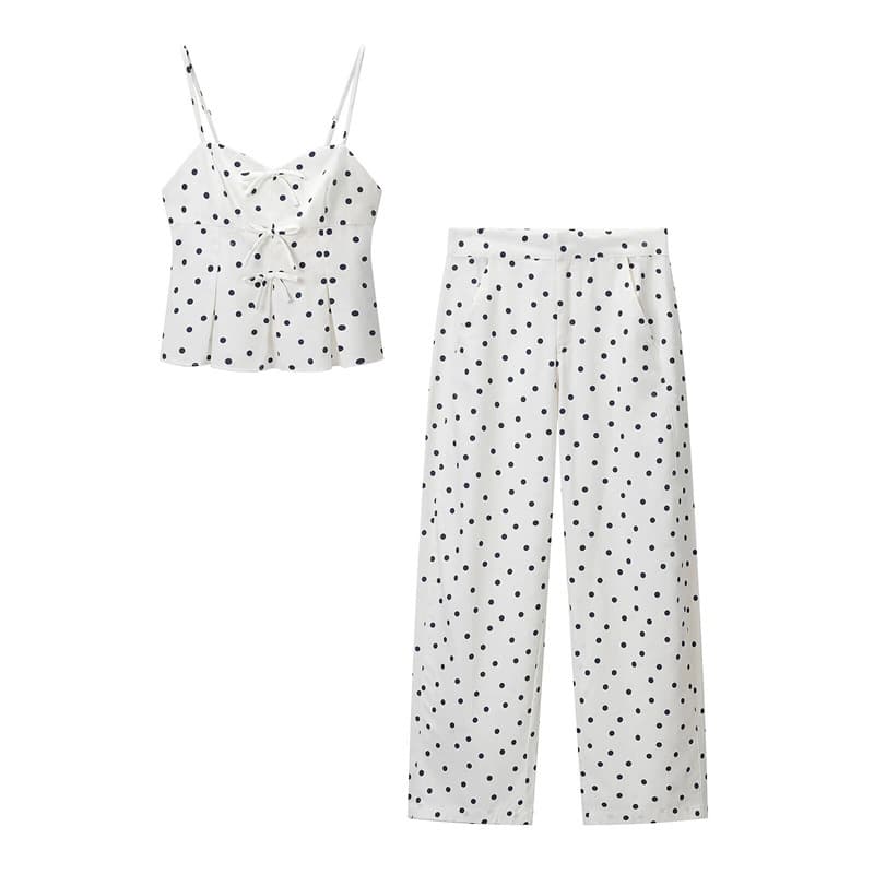 Wholesale 2026 Fall New Arrival Women's Polka Dot Knee-Length Skirt Hem Top + Polka Dot Bucket Pants 2587153