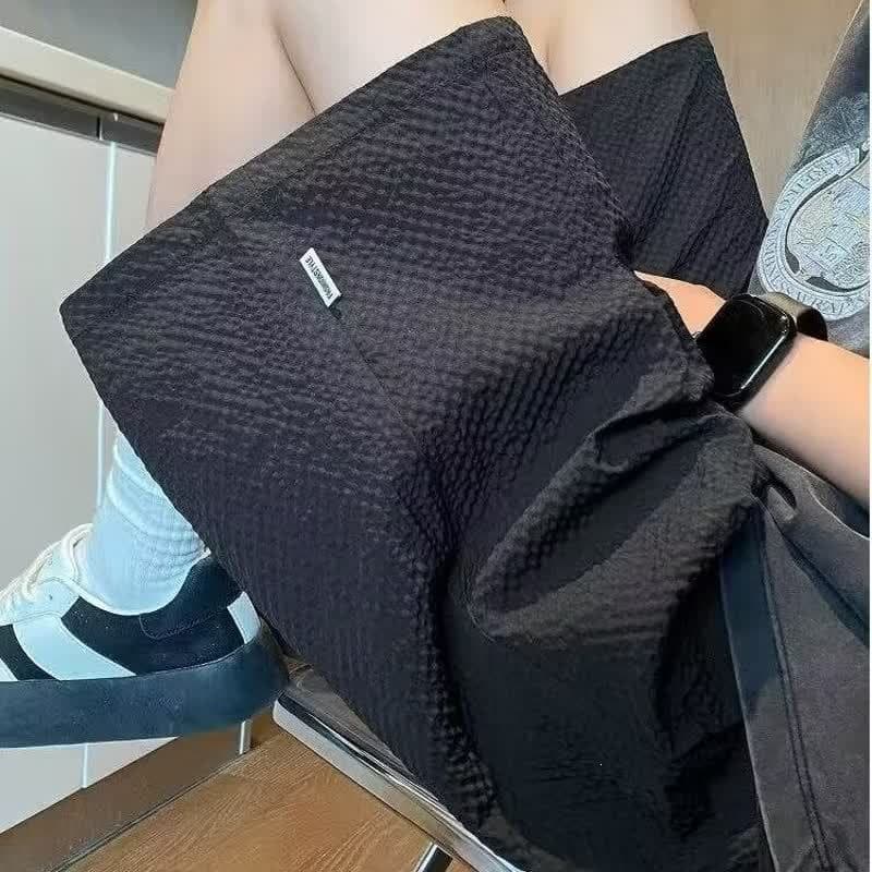 Quick-drying bubble plaid cargo shorts men's summer loose trendy brand beach pants students straight casual casual pants wholesale
