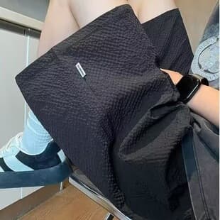 Quick-Dry Bubble Grid Cargo Shorts for Men Summer Loose Trendy Beach Shorts Student Straight Leg Casual Five-Point Shorts Wholesale
