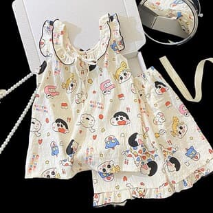 2026 New Children's Pajamas for Girls Summer Cloud Cotton Vest Sleeveless, Princess Summer Homewear for Big Girls