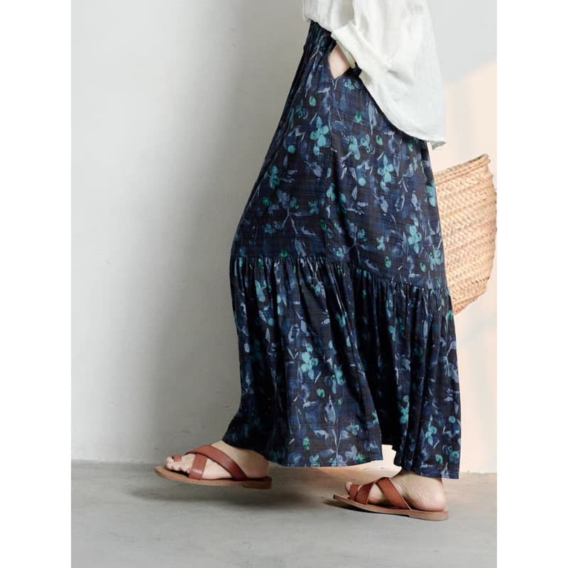 2026 Spring New Artistic Fresh Elegant Floral Print Skin-Friendly Fishtail Skirt