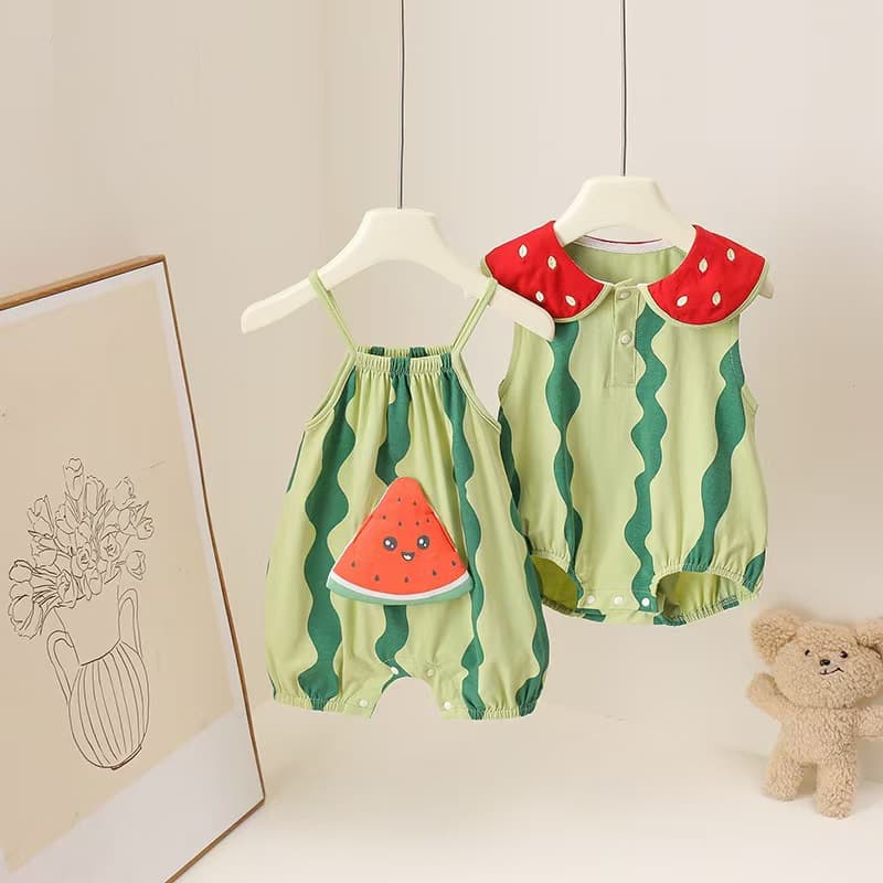 New Summer Cotton Baby Bodysuit Vest for Boys and Girls, Thin Sleeveless Romper, Outing Clothes