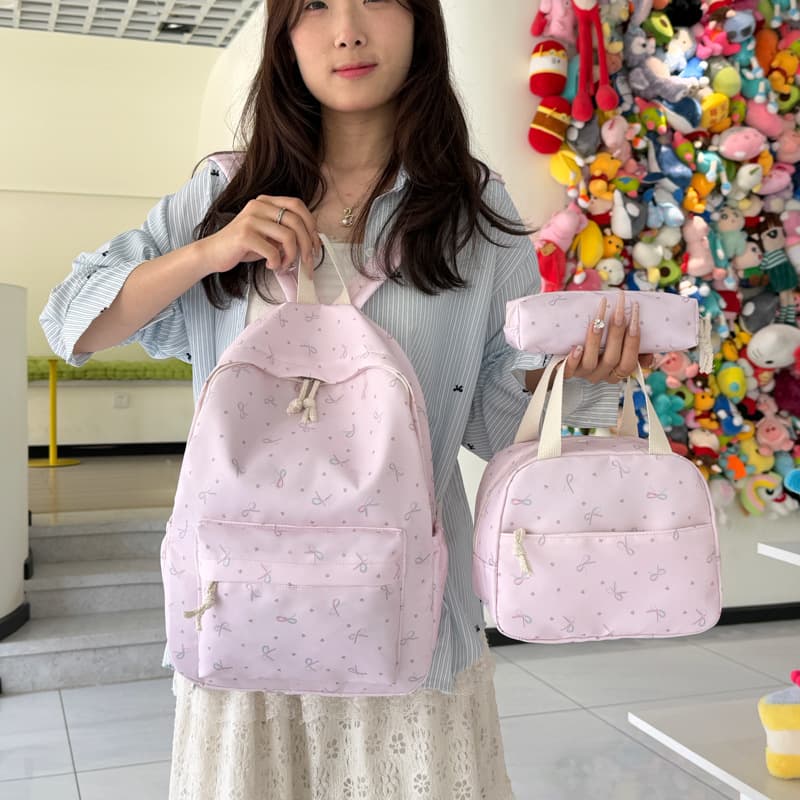 New High-appearance Sweet Fresh Backpack for Girls, Lightweight Casual Travel Three-piece Set for Middle and High School Students