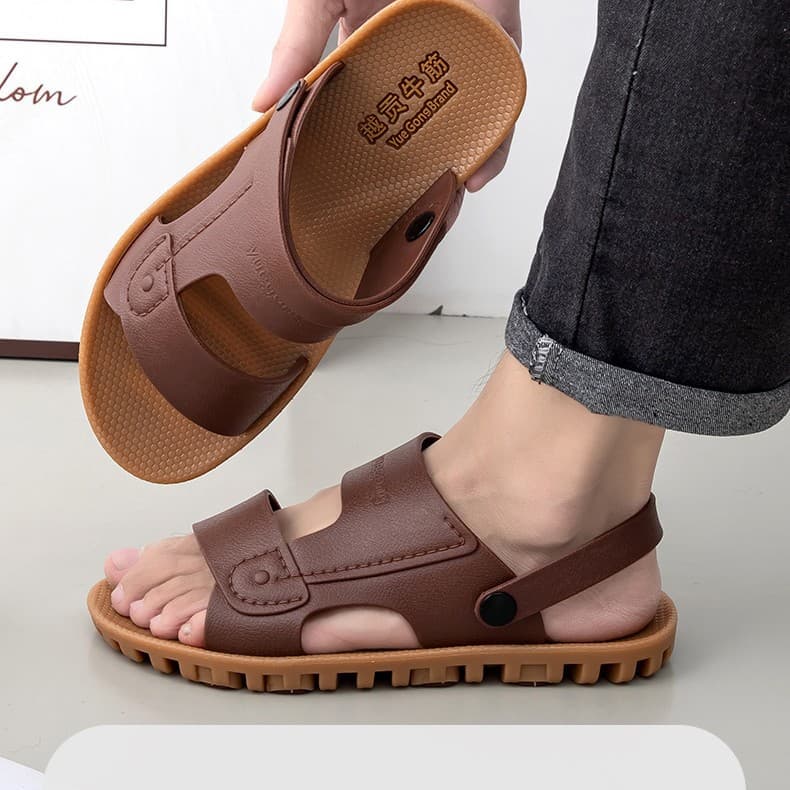 Vietnam Cowhide Sandals Summer Men's Tire Pattern Solid Sole Anti-Slip Durable Fashion Beach Flip Flops