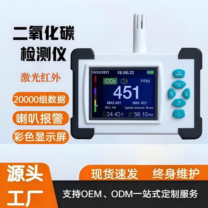 Source Factory Indoor CO2 Monitor Multi-functional Gas Detector Home CO2 Sensor
