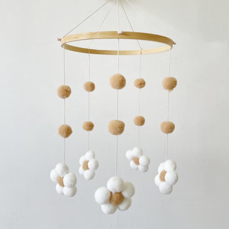 Nordic Pompom Flower Wind Chime for Baby Room, Kids Room, Children's Clothing Store Decoration
