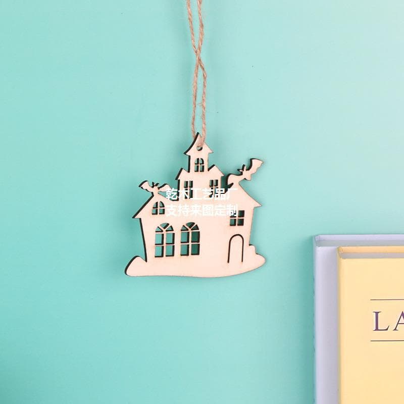 Cross-border Halloween Decoration Amazon Pumpkin Witch Ghost Party Decoration Hanging Ornament Wooden Unfinished Pendant