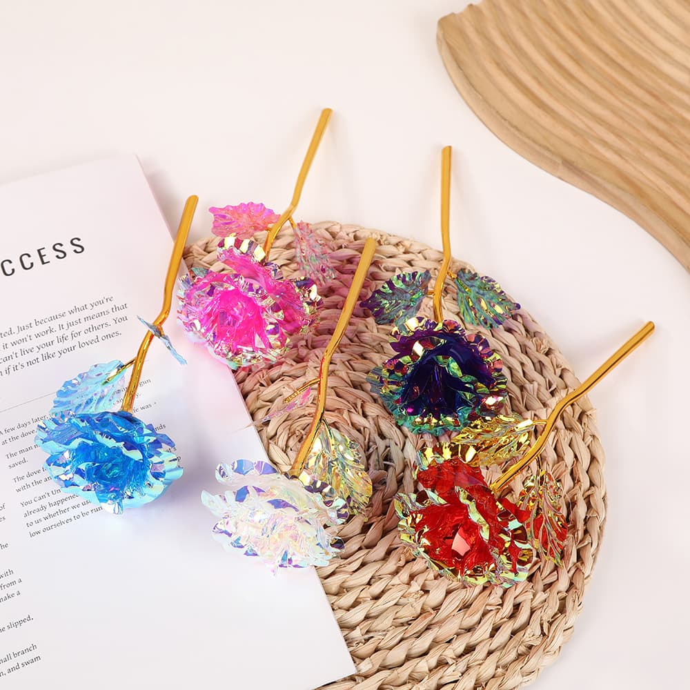 Gold foil roses, 24K colorful starry sky immortal simulation flowers, Mother's Day and Women's Day gifts, holiday gifts