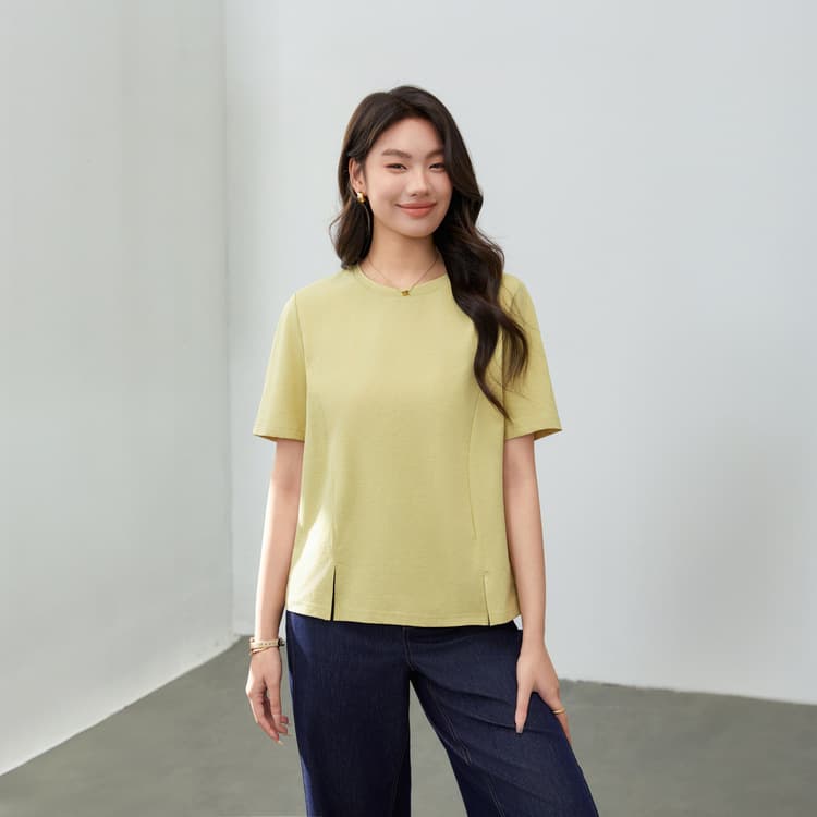 【Original Yarn Sun Protection Quick-dry T】 Aurora Wind Antibacterial Short Sleeve T-shirt, Xian Li Xiu Plus Size Women's Clothing New Summer Style for Curvy Girls