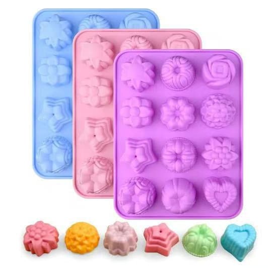 Factory Direct Silicone Cake Mold 12-Hole Flower Pudding Jelly Mold DIY Handmade Soap Mold Ice Mold