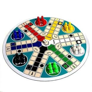 DOWMOO Round 6-Player Ludo Board Game Toy for Family Multiplayer Party Fun Leisure Game Mat