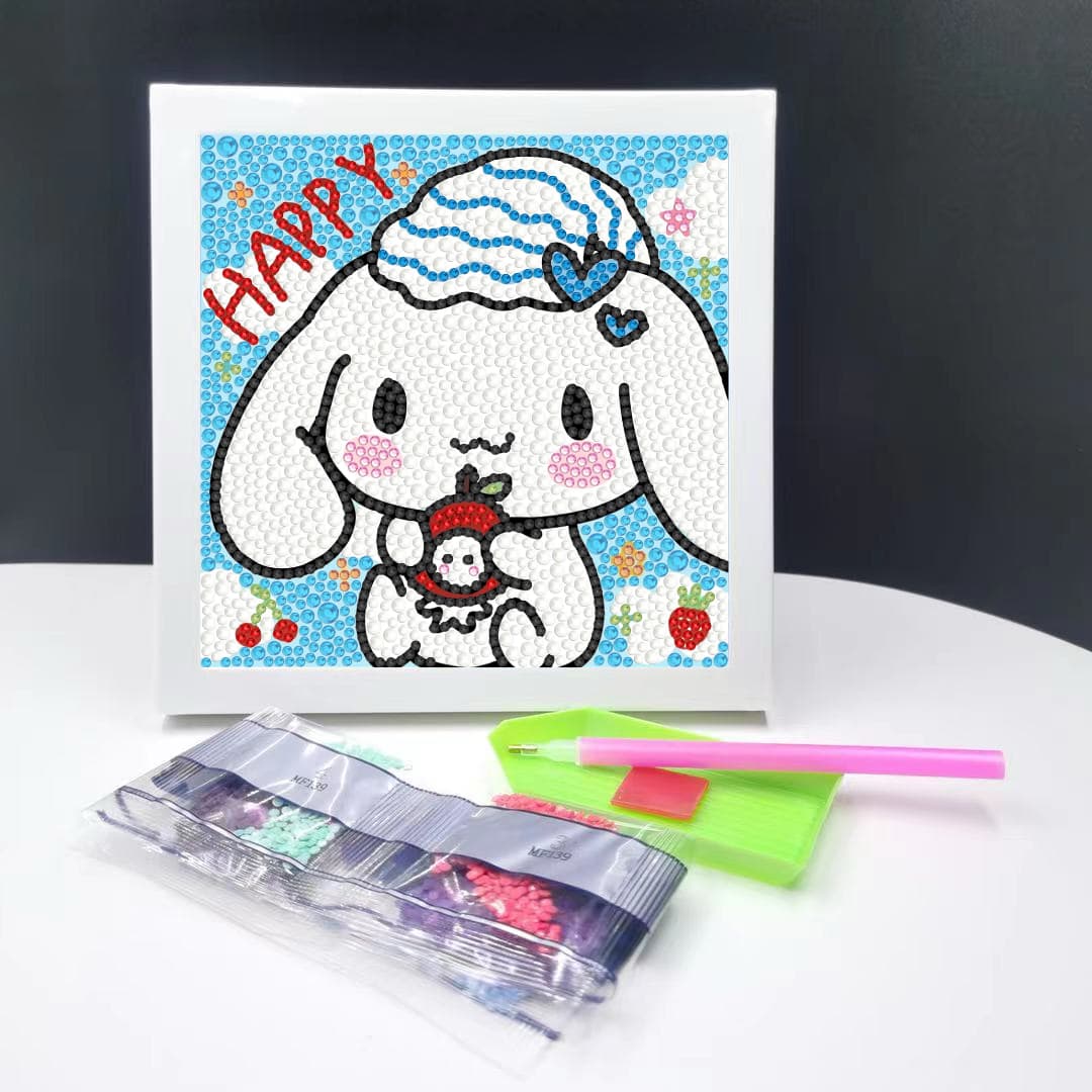Kuromi Children's Diamond Painting DIY Craft Set with Cinnamoroll and My Melody Stickers, Framed, Birthday Gift
