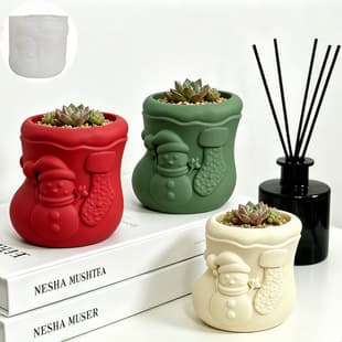 Christmas Snowman Boots Succulent Planter Silicone Mold DIY Plaster Desktop Green Plant Pot Decoration Mold