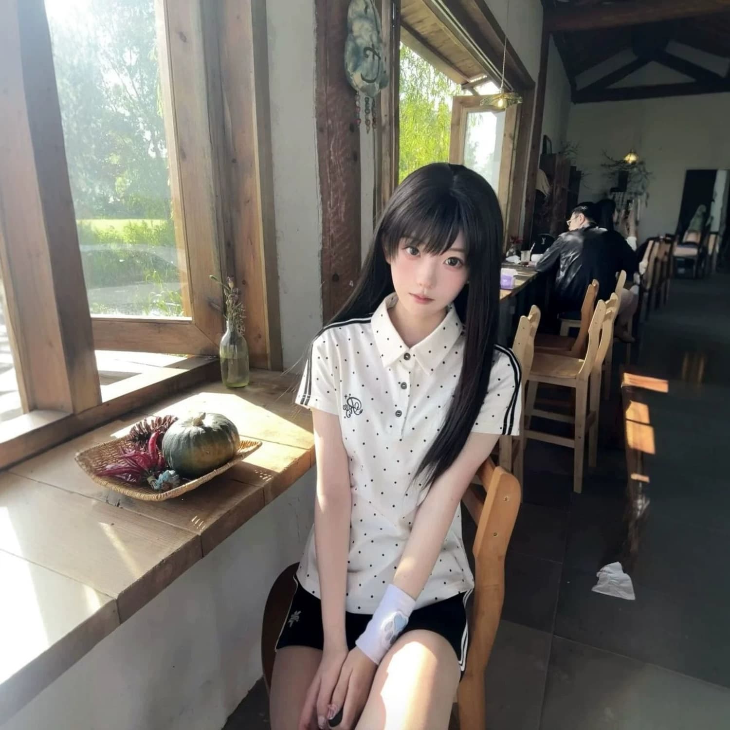 JK Uniform Gymnastics Polka Dot Polo Shirt Women's Casual Shorts Set Contrast Short Sleeve Design Sweet Style