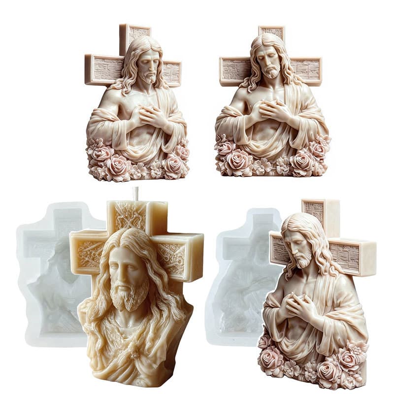Shengmei Cross Figure Scented Candle Silicone Mold Easter Plaster Ornament Cross-border Cake