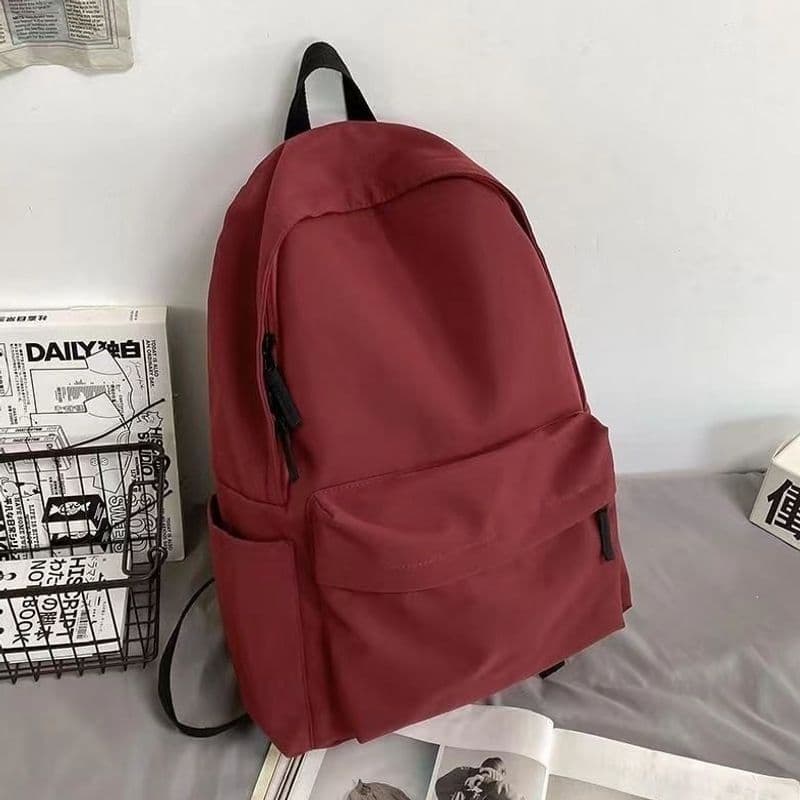 Women's Student Backpack, Versatile Ins Solid Color Large Capacity School Bag for Elementary, Middle, High School and College, Korean Style