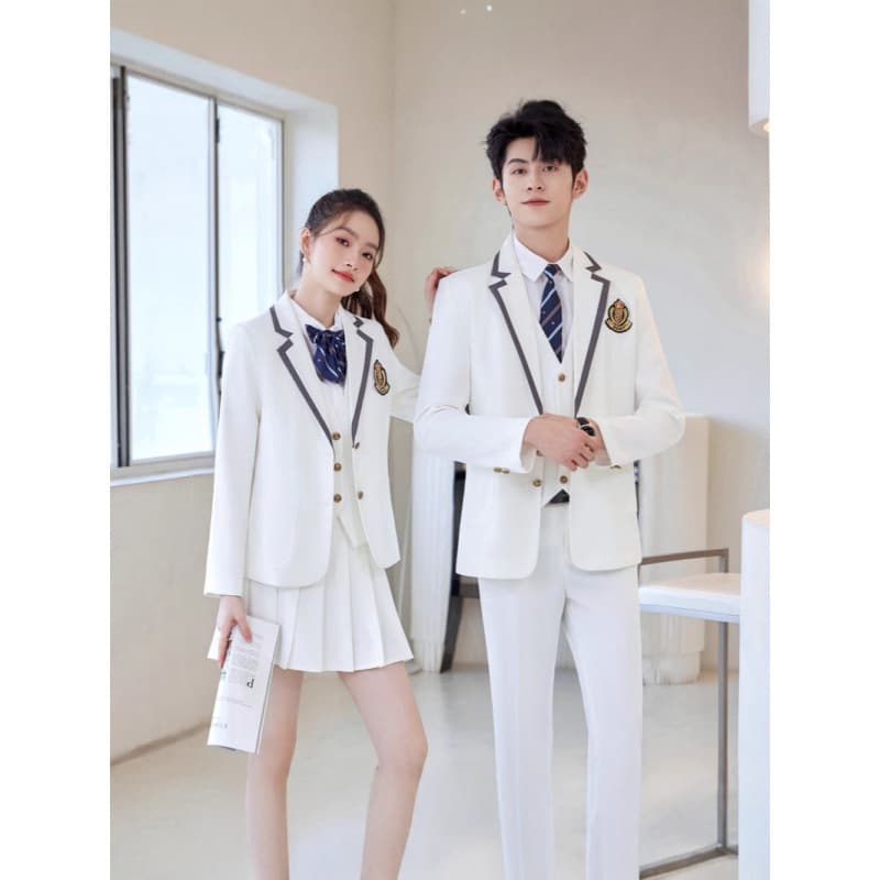Autumn and winter new long-sleeved suit jackets, women's shirts, vests and pants, four-piece suits, college style, professional cross-border trend