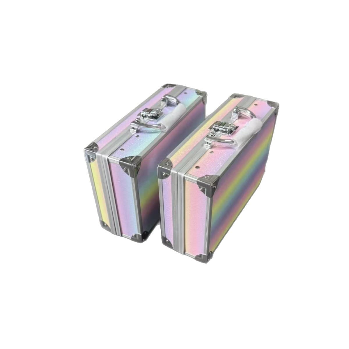 Manufacturer Supply Aluminum Alloy Professional Makeup Case Colorful Portable Makeup Storage Box with Mirror Cosmetic Organizer