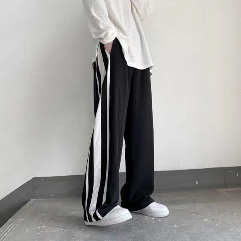 Men's Autumn Loose Versatile Korean Style Straight Wide-Leg Pants, Trendy Streetwear American Casual Floor-Sweeping Pants for Women