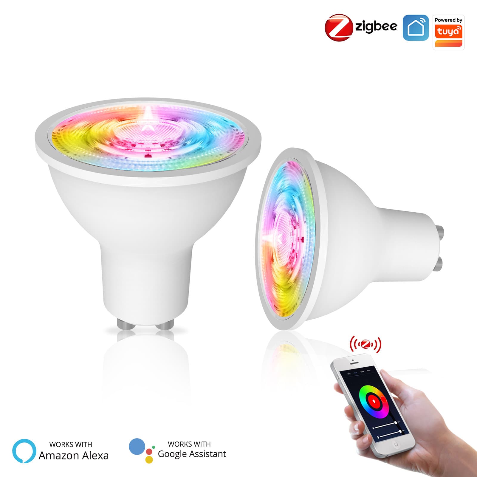 Smart Home Zigbee LED Spotlight Voice Timed GU10 Interface App Control Intelligent Light Bulb for Smart Home Decoration