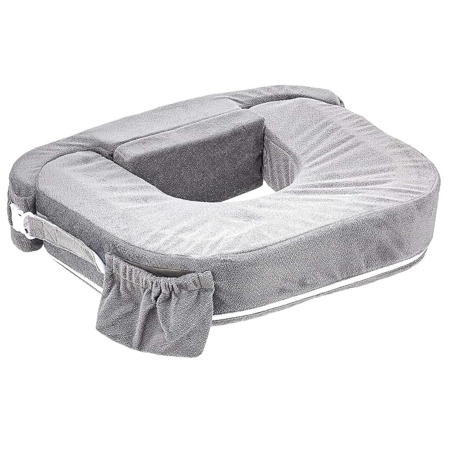 Ergonomic Breastfeeding Nursing Pillow A21 with Short Plush Cover, Side Pocket, and Adjustable Design