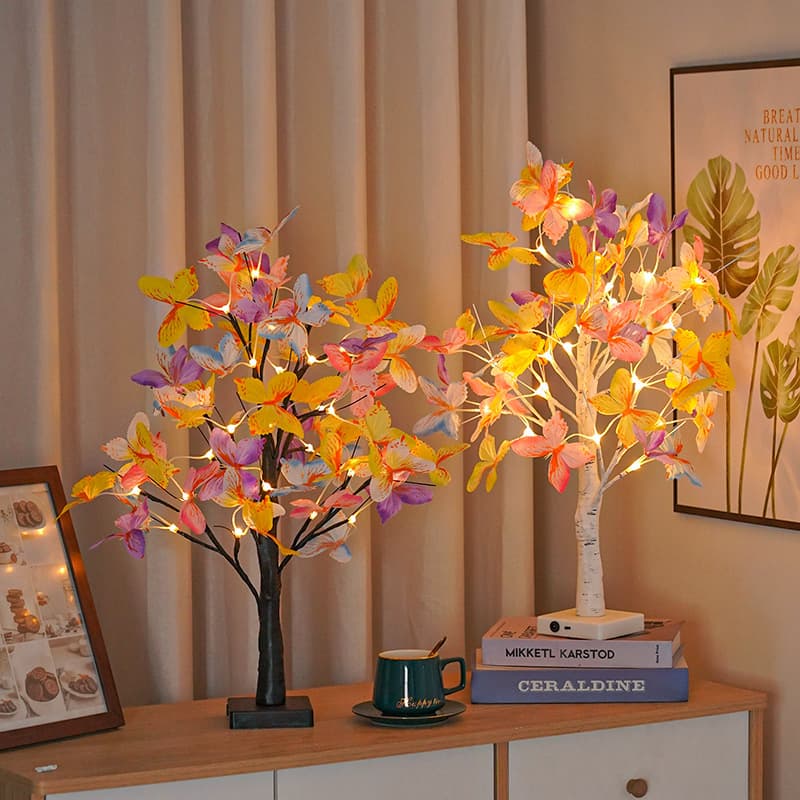 Cross-border LED Colorful Butterfly Birch Tree Light Christmas Decorative Ornament Lamp Festive Atmosphere