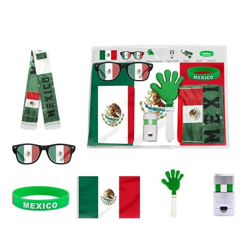 2026 USA-Mexico-Canada World Cup Soccer Fan Kit Flags, Fan Glasses, Clappers, Face Paint Cheering Props