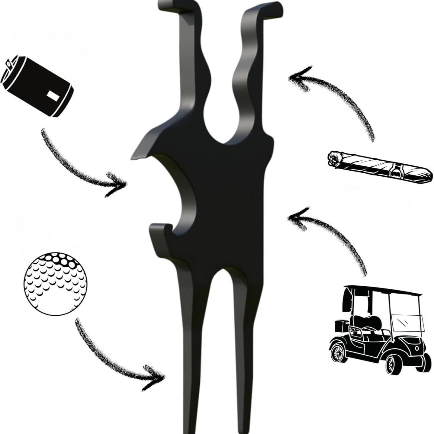 Gimme Golf Tool Multi-Function Golf Tool Cigar Clip Outdoor Turf Repair Tool