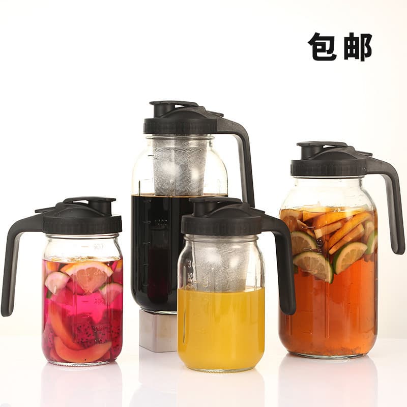 Amazon 32oz Transparent Mason Jar Filter Handle with Lid Wide Mouth Sealed Scale Mason Cup Handle Cup Tea